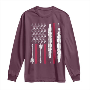 Vintage Native American Flag Long Sleeve Shirt Dreamcatcher And Feather Graphic TS12 Maroon Print Your Wear