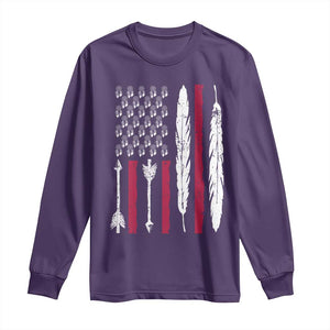 Vintage Native American Flag Long Sleeve Shirt Dreamcatcher And Feather Graphic TS12 Purple Print Your Wear