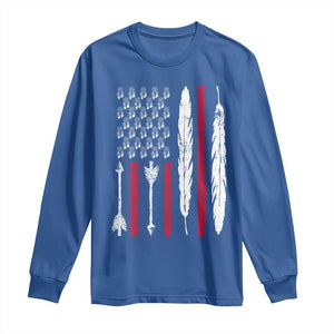 Vintage Native American Flag Long Sleeve Shirt Dreamcatcher And Feather Graphic TS12 Royal Blue Print Your Wear