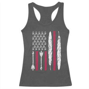 Vintage Native American Flag Racerback Tank Top Dreamcatcher And Feather Graphic TS12 Dark Heather Print Your Wear
