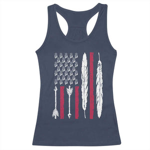 Vintage Native American Flag Racerback Tank Top Dreamcatcher And Feather Graphic TS12 Navy Print Your Wear