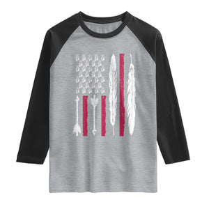 Vintage Native American Flag Raglan Shirt Dreamcatcher And Feather Graphic TS12 Heather Gray Black Print Your Wear