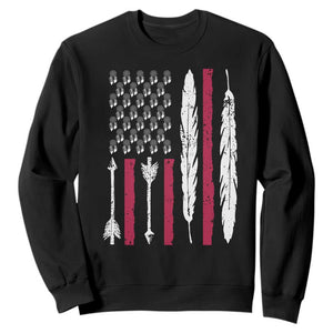 Vintage Native American Flag Sweatshirt Dreamcatcher And Feather Graphic TS12 Black Print Your Wear