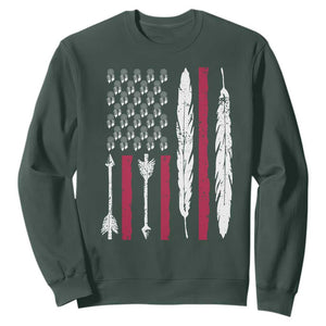 Vintage Native American Flag Sweatshirt Dreamcatcher And Feather Graphic TS12 Dark Forest Green Print Your Wear