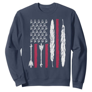 Vintage Native American Flag Sweatshirt Dreamcatcher And Feather Graphic TS12 Navy Print Your Wear