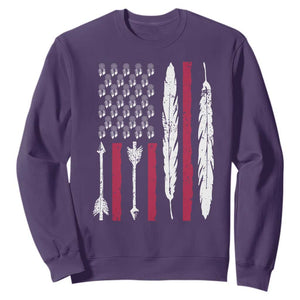 Vintage Native American Flag Sweatshirt Dreamcatcher And Feather Graphic TS12 Purple Print Your Wear