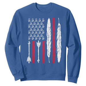 Vintage Native American Flag Sweatshirt Dreamcatcher And Feather Graphic TS12 Royal Blue Print Your Wear