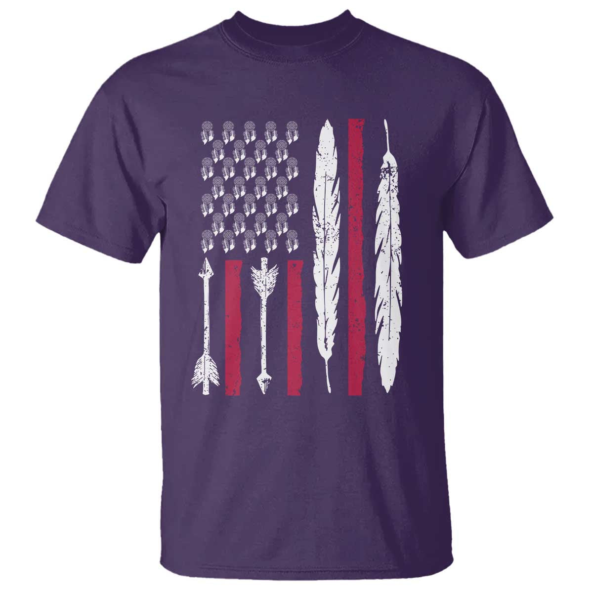 Vintage Native American Flag T Shirt Dreamcatcher And Feather Graphic TS12 Purple Print Your Wear