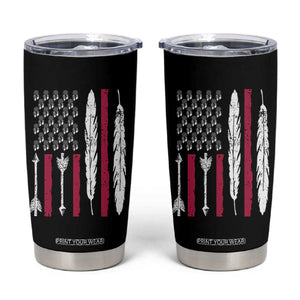 Vintage Native American Flag Tumbler Cup Dreamcatcher And Feather Graphic TS12 Black Print Your Wear