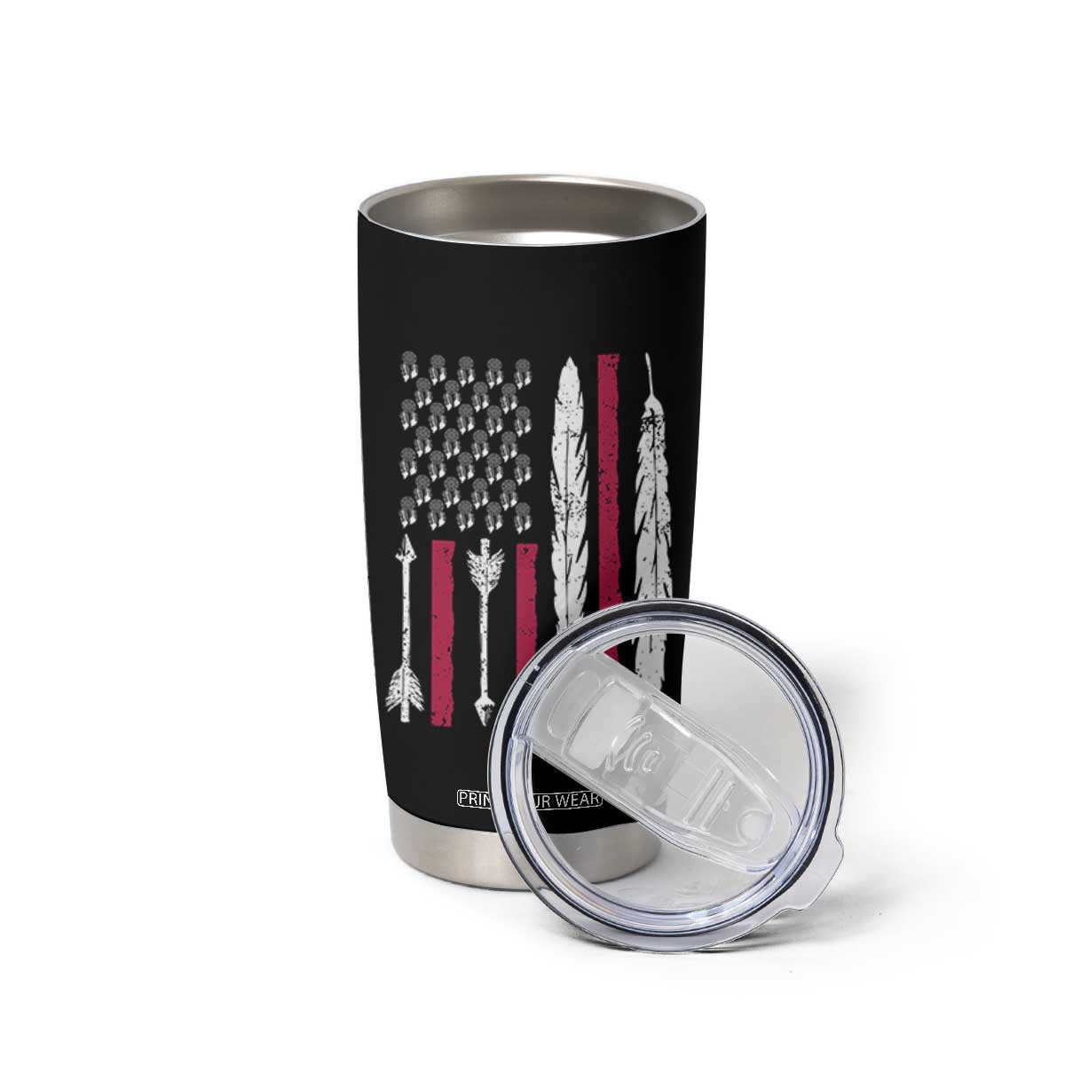 Vintage Native American Flag Tumbler Cup Dreamcatcher And Feather Graphic TS12 Print Your Wear