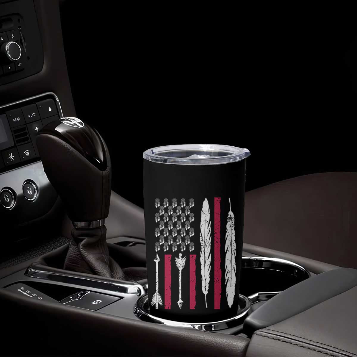 Vintage Native American Flag Tumbler Cup Dreamcatcher And Feather Graphic TS12 Print Your Wear