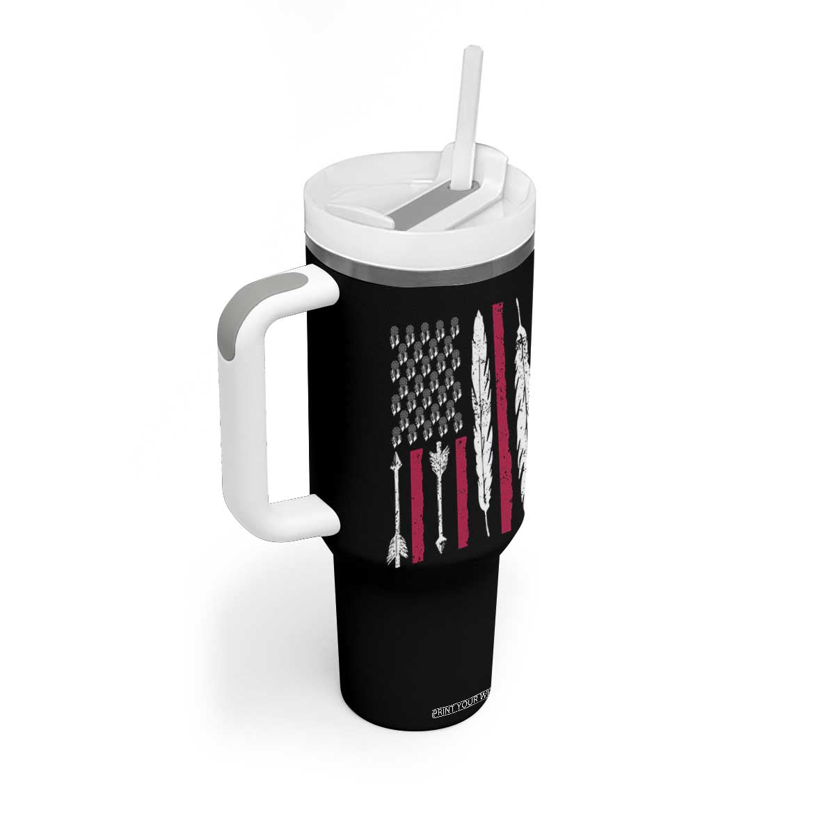 Vintage Native American Flag Tumbler With Handle Dreamcatcher And Feather Graphic TS12 Print Your Wear