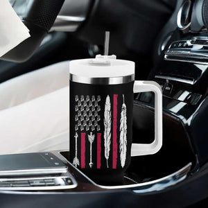 Vintage Native American Flag Tumbler With Handle Dreamcatcher And Feather Graphic TS12 Print Your Wear