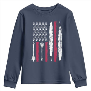 Vintage Native American Flag Youth Sweatshirt Dreamcatcher And Feather Graphic TS12 Navy Print Your Wear