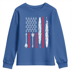 Vintage Native American Flag Youth Sweatshirt Dreamcatcher And Feather Graphic TS12 Royal Blue Print Your Wear