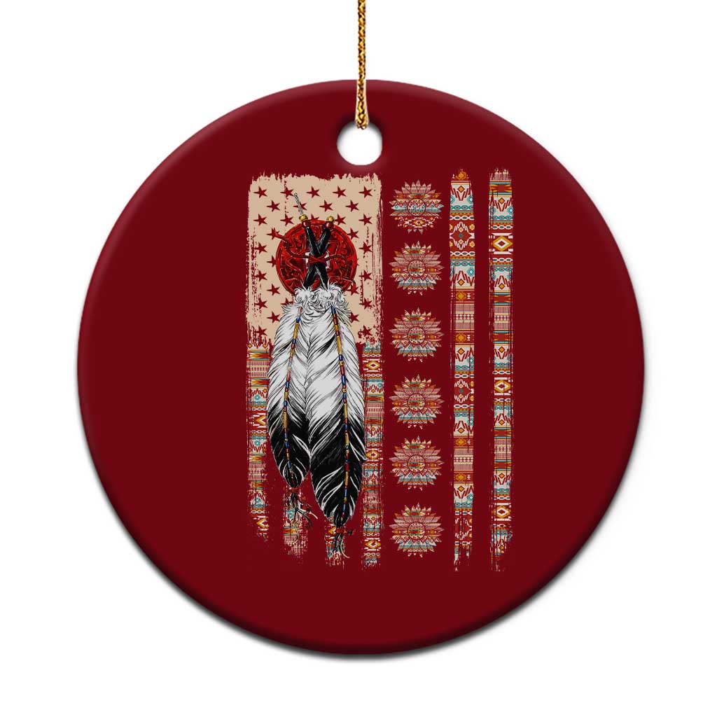 Proud Native American Flag Ceramic Ornament Tribal Sunflower Indigenous Peoples Day Gift TS12 1pc Red Print Your Wear