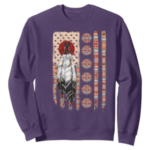 Proud Native American Flag Sweatshirt Tribal Sunflower Indigenous Peoples Day Gift TS12 Purple Print Your Wear