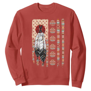 Proud Native American Flag Sweatshirt Tribal Sunflower Indigenous Peoples Day Gift TS12 Red Print Your Wear