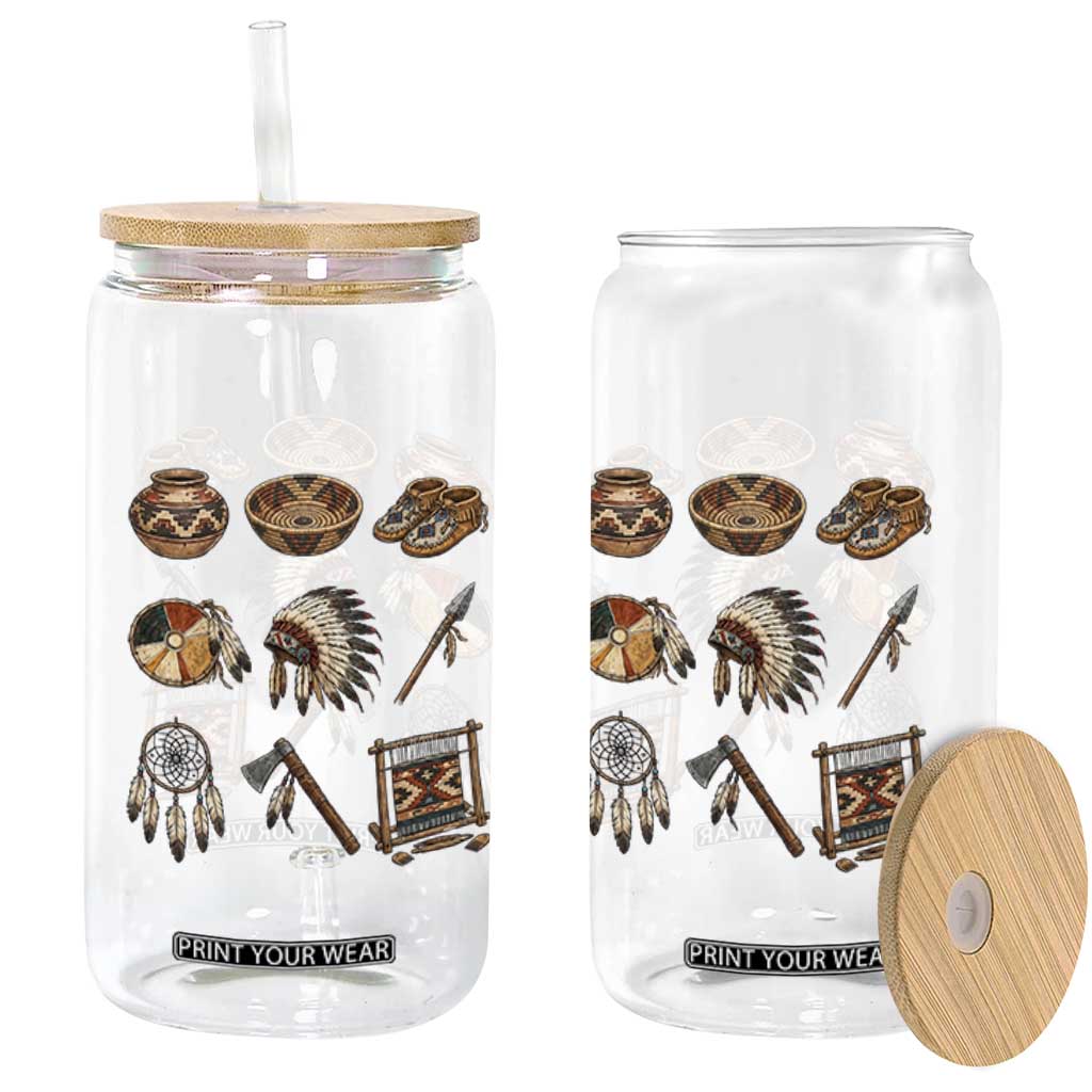 Indigenous Cultural Artifacts Glass Can Native American Heritage Graphic TS12 Print Your Wear