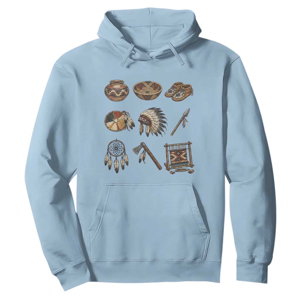 Indigenous Cultural Artifacts Hoodie Native American Heritage Graphic TS12 Light Blue Print Your Wear
