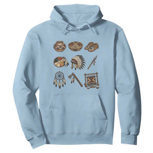 Indigenous Cultural Artifacts Hoodie Native American Heritage Graphic TS12 Light Blue Print Your Wear
