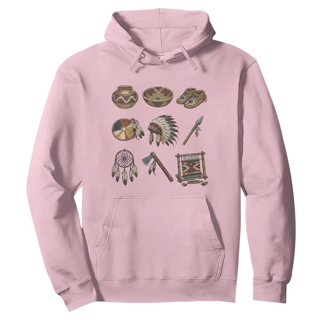 Indigenous Cultural Artifacts Hoodie Native American Heritage Graphic TS12 Light Pink Print Your Wear