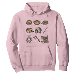 Indigenous Cultural Artifacts Hoodie Native American Heritage Graphic TS12 Light Pink Print Your Wear