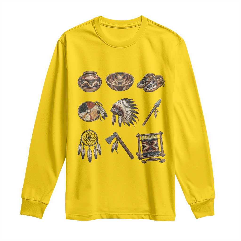 Indigenous Cultural Artifacts Long Sleeve Shirt Native American Heritage Graphic TS12 Daisy Print Your Wear
