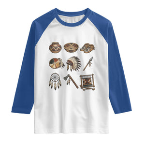 Indigenous Cultural Artifacts Raglan Shirt Native American Heritage Graphic TS12 White Royal Print Your Wear