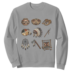 Indigenous Cultural Artifacts Sweatshirt Native American Heritage Graphic TS12 Sport Gray Print Your Wear