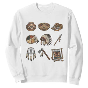 Indigenous Cultural Artifacts Sweatshirt Native American Heritage Graphic TS12 White Print Your Wear