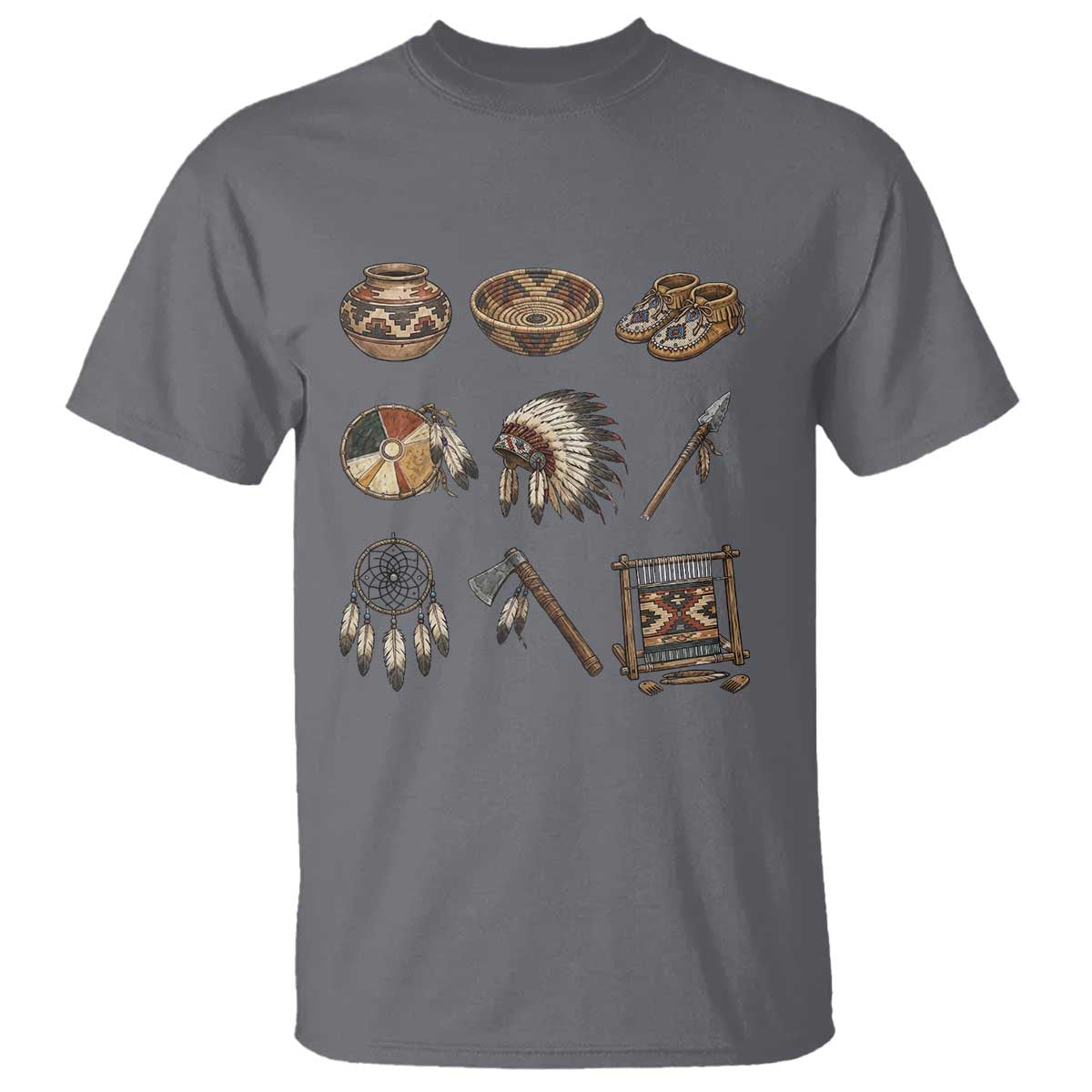 Indigenous Cultural Artifacts T Shirt Native American Heritage Graphic TS12 Charcoal Print Your Wear