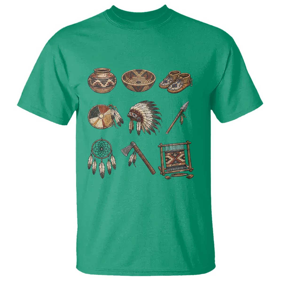 Indigenous Cultural Artifacts T Shirt Native American Heritage Graphic TS12 Irish Green Print Your Wear