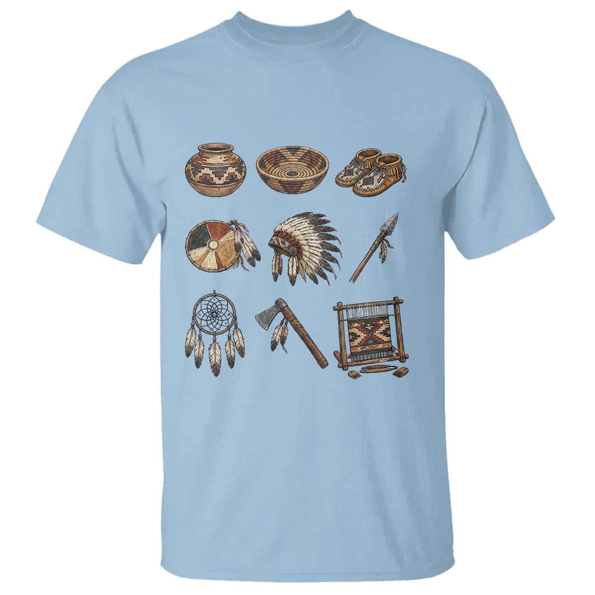 Indigenous Cultural Artifacts T Shirt Native American Heritage Graphic TS12 Light Blue Print Your Wear