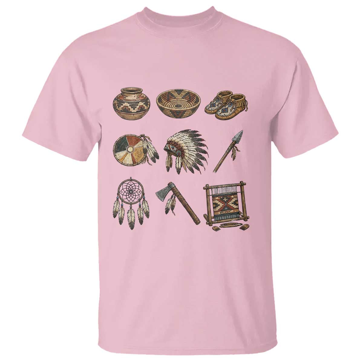 Indigenous Cultural Artifacts T Shirt Native American Heritage Graphic TS12 Light Pink Print Your Wear