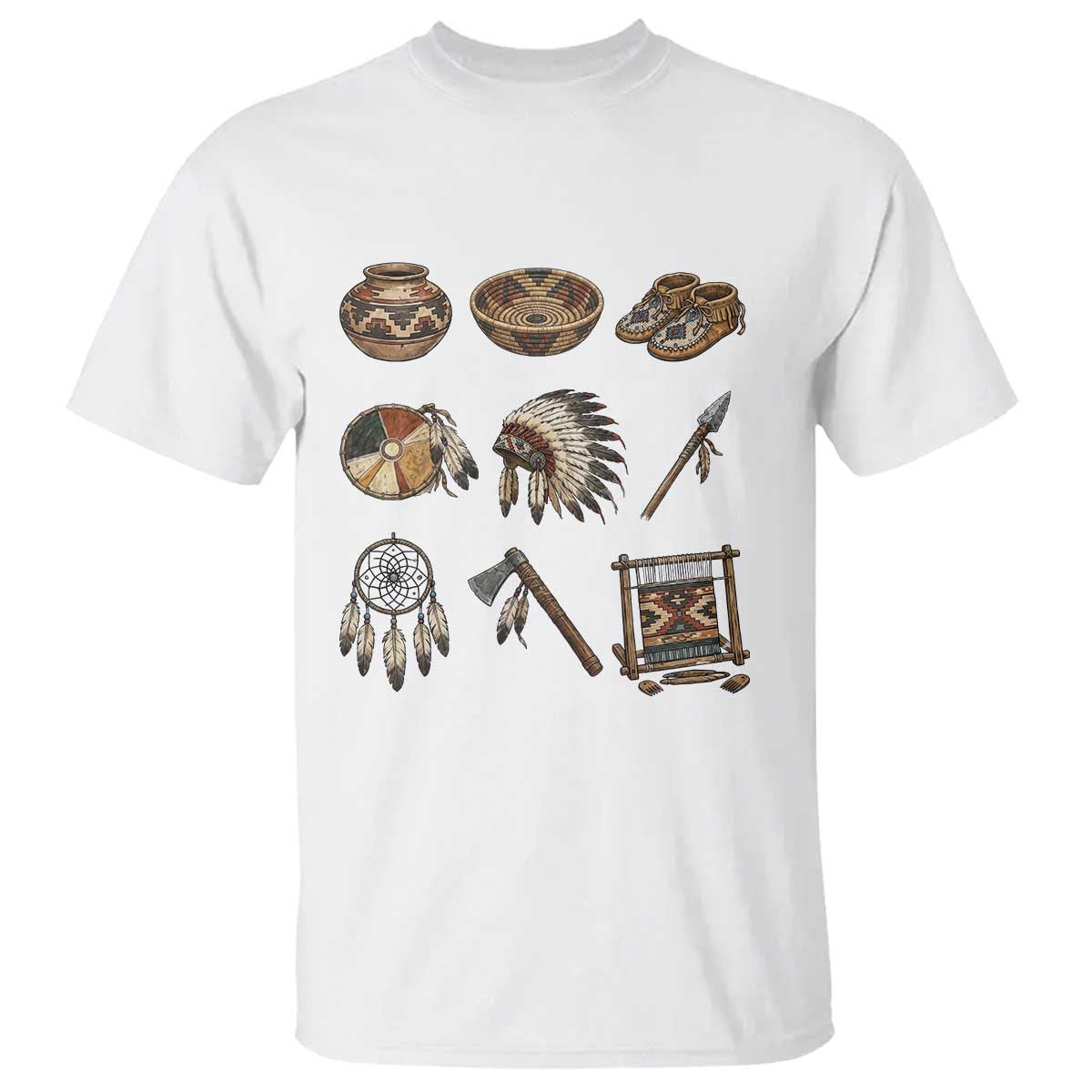 Indigenous Cultural Artifacts T Shirt Native American Heritage Graphic TS12 White Print Your Wear
