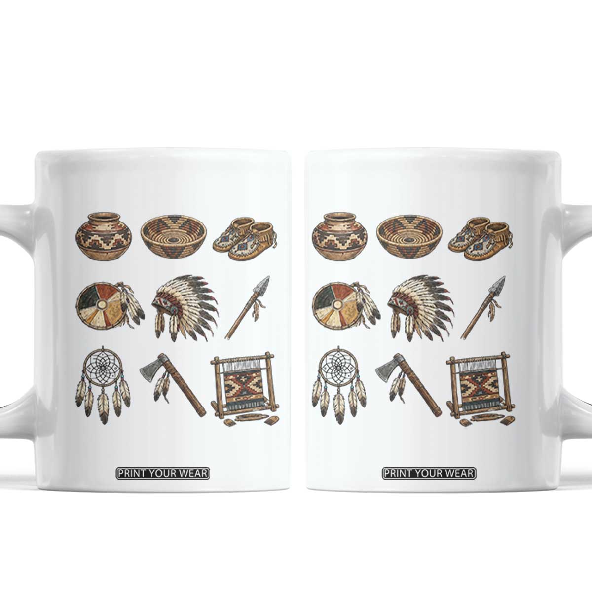 Indigenous Cultural Artifacts Coffee Mug Native American Heritage Graphic TS12 White Print Your Wear