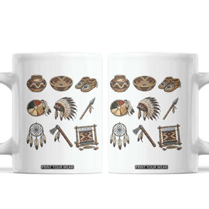 Indigenous Cultural Artifacts Coffee Mug Native American Heritage Graphic TS12 White Print Your Wear