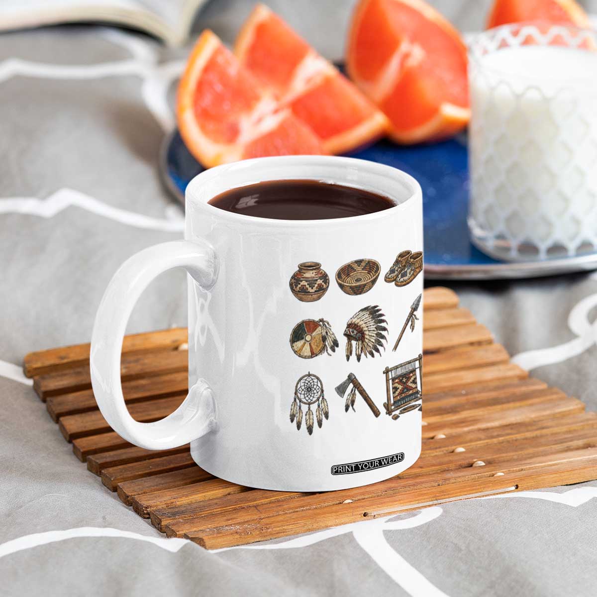 Indigenous Cultural Artifacts Coffee Mug Native American Heritage Graphic TS12 Print Your Wear