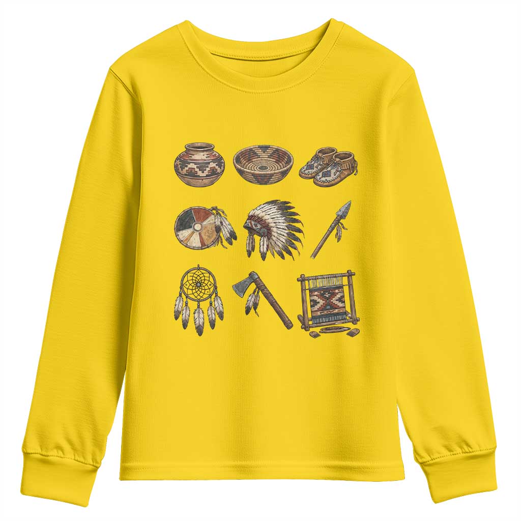 Indigenous Cultural Artifacts Youth Sweatshirt Native American Heritage Graphic TS12 Daisy Print Your Wear