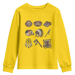 Indigenous Cultural Artifacts Youth Sweatshirt Native American Heritage Graphic TS12 Daisy Print Your Wear