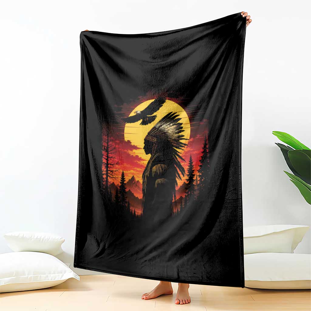 Vintage Native American Warrior Throw Blanket Indigenous Heritage Pride TS12 Print Your Wear