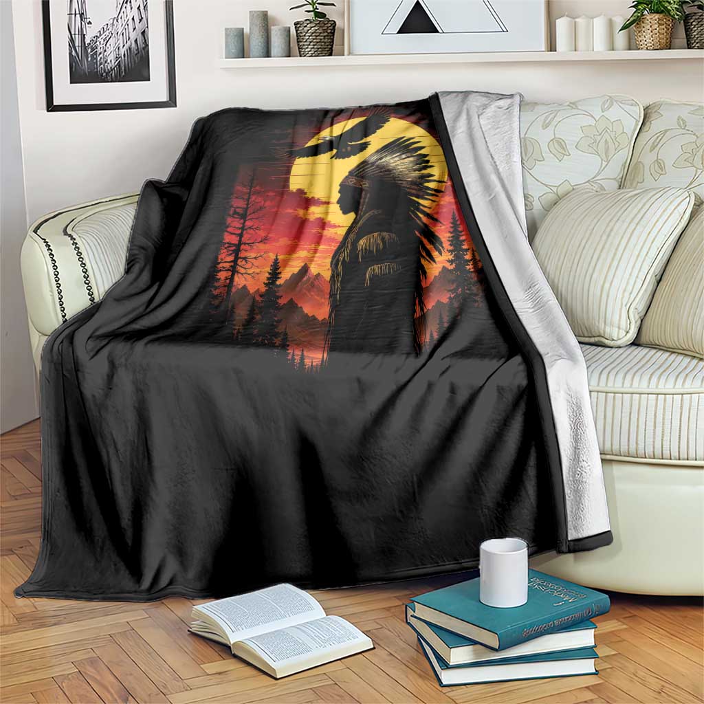 Vintage Native American Warrior Throw Blanket Indigenous Heritage Pride TS12 Print Your Wear