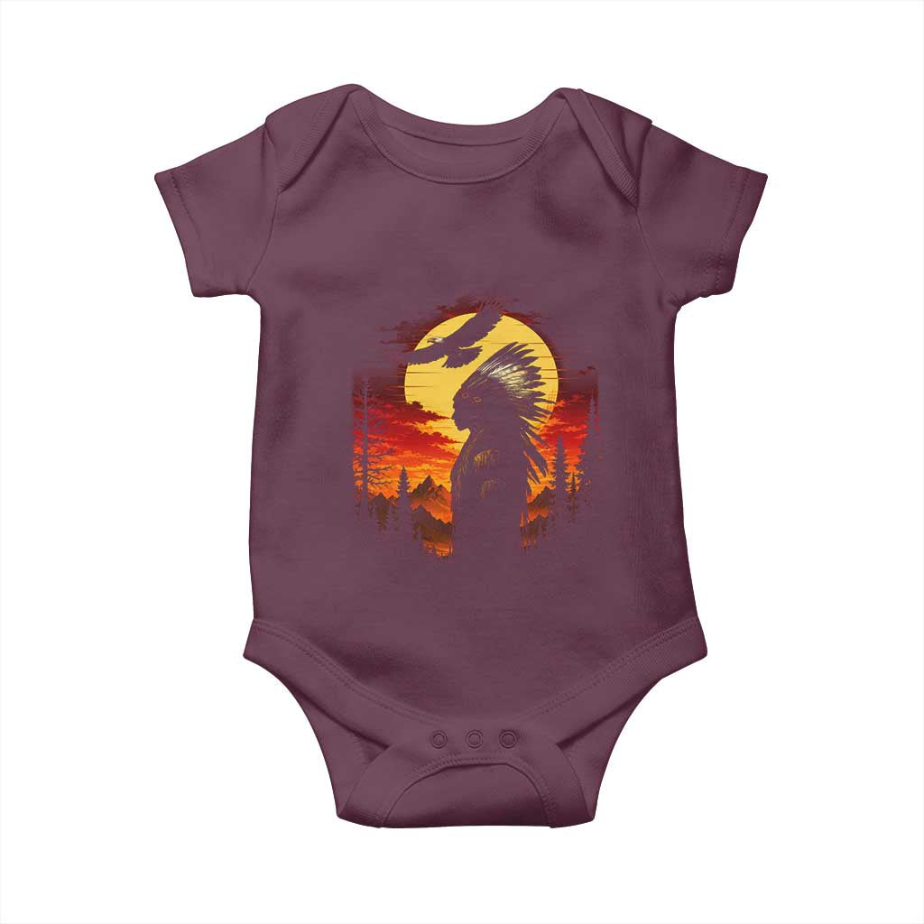 Vintage Native American Warrior Baby Onesie Indigenous Heritage Pride TS12 Maroon Print Your Wear