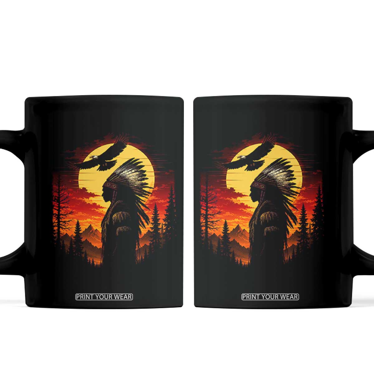 Vintage Native American Warrior Coffee Mug Indigenous Heritage Pride TS12 Black Print Your Wear