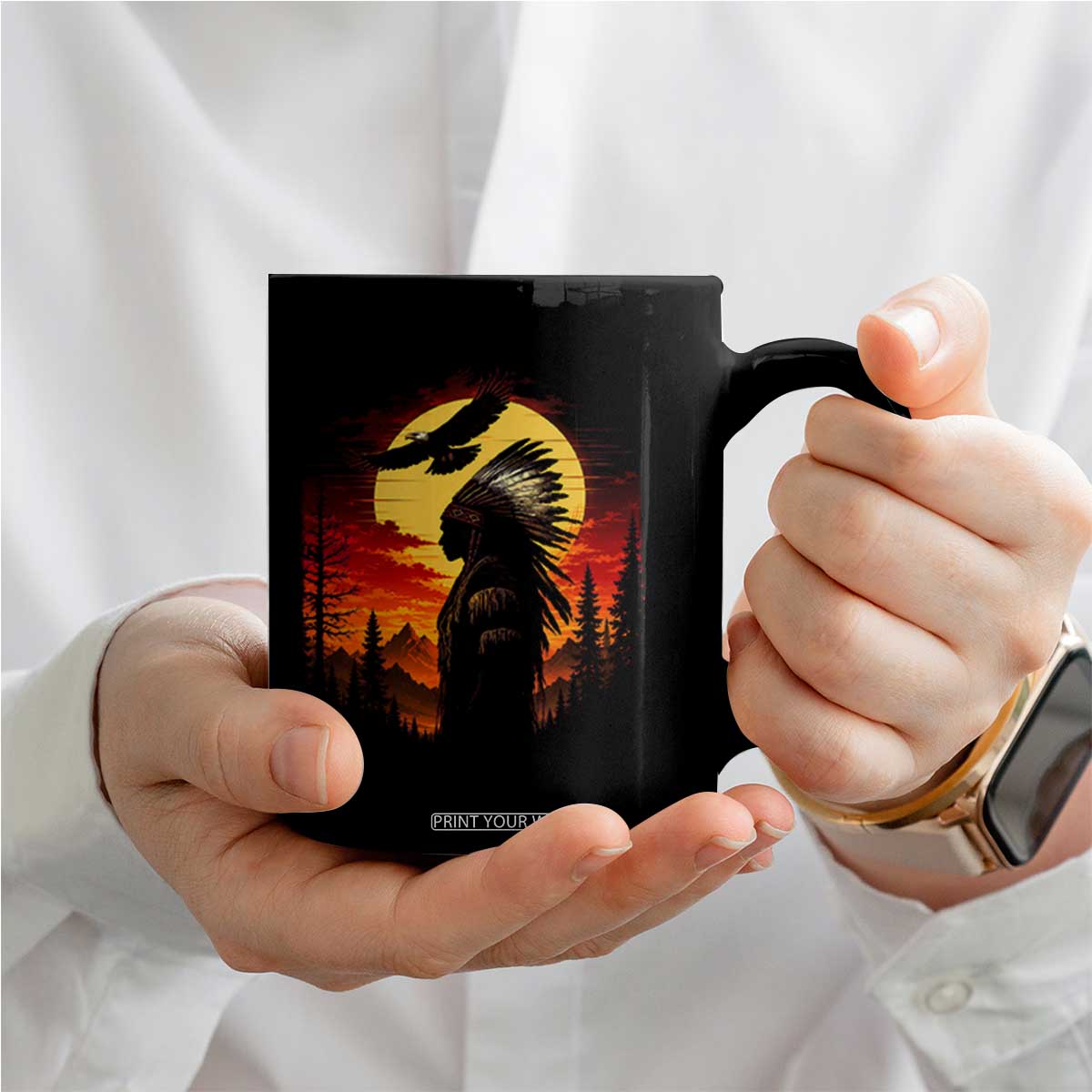 Vintage Native American Warrior Coffee Mug Indigenous Heritage Pride TS12 Print Your Wear