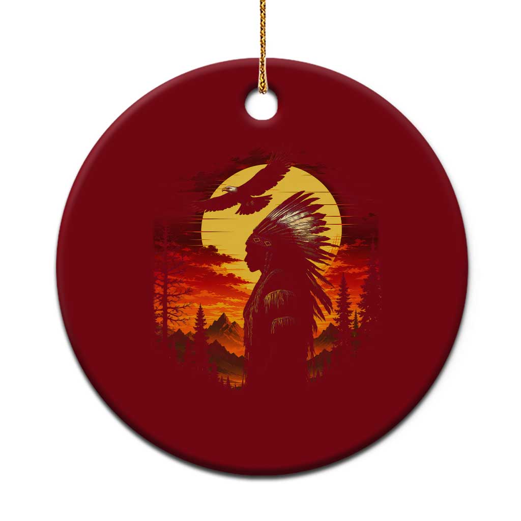 Vintage Native American Warrior Ceramic Ornament Indigenous Heritage Pride TS12 1pc Red Print Your Wear