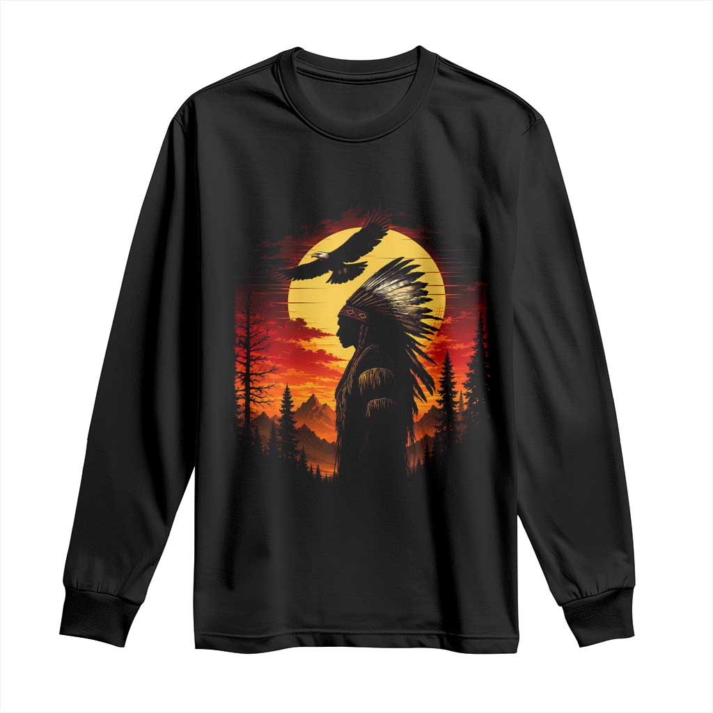 Vintage Native American Warrior Long Sleeve Shirt Indigenous Heritage Pride TS12 Black Print Your Wear