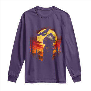 Vintage Native American Warrior Long Sleeve Shirt Indigenous Heritage Pride TS12 Purple Print Your Wear