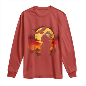 Vintage Native American Warrior Long Sleeve Shirt Indigenous Heritage Pride TS12 Red Print Your Wear